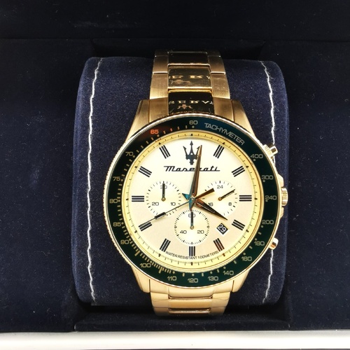 Maserati Sfida R8873640005 Gold Stainless Steel Bracelet Analog Chrono Watch