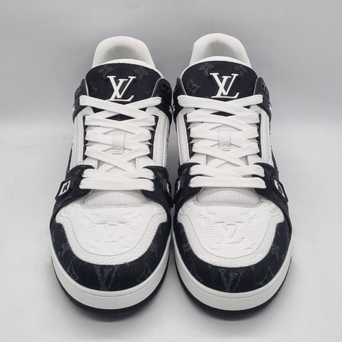 Louis Vuitton LV Trainer Black Monogram Denim US 12 MS026412 1A9JGB