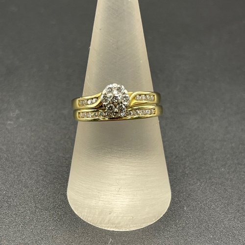 Ladies 18ct Yellow Gold 2 Ring Set Natural Diamond Rings