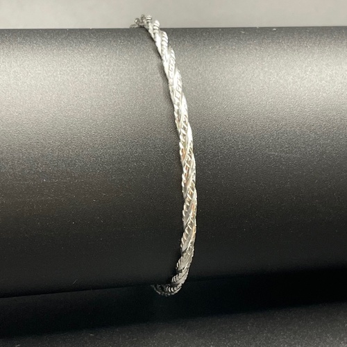 Ladies 925 Sterling Silver Twisted Round Bangle