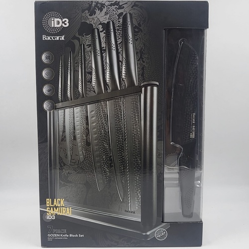 Baccarat ID3 Black Samurai iD3 7 Piece Gozen Knife Block Set 420J2