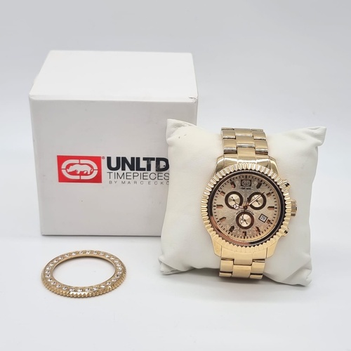 Marc Ecko E22531G1 Mens Chronograph Gold Watch Masterpiece Bling Studded