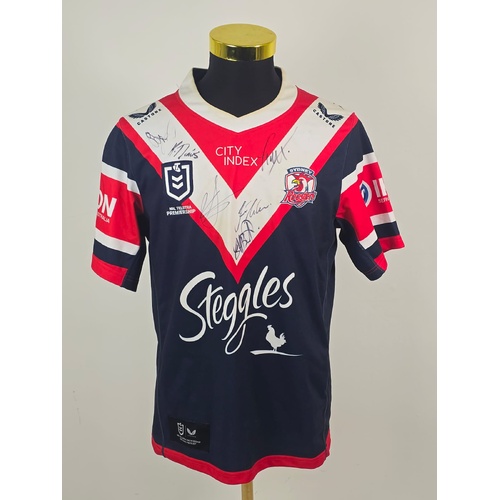 Sydney Roosters Signed Jersey Size L NRL Rugby League Autographed