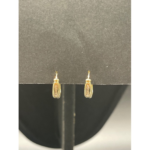 Ladies 9ct Yellow Gold Diamond Hoop Earrings