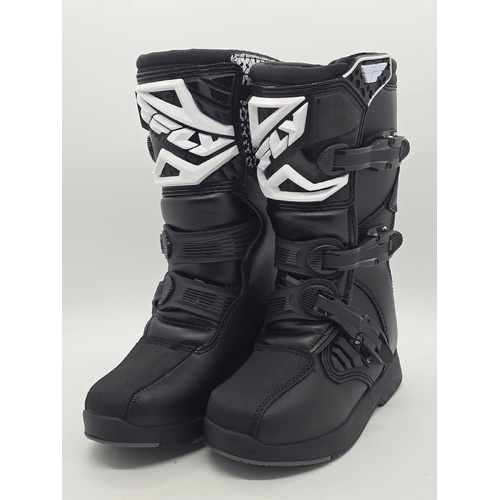 Fly Racing Maverik MX Riding Boots in Black and White Size Youth Size 3