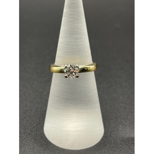 Ladies 18ct Yellow Gold Solitaire Natural Diamond Ring