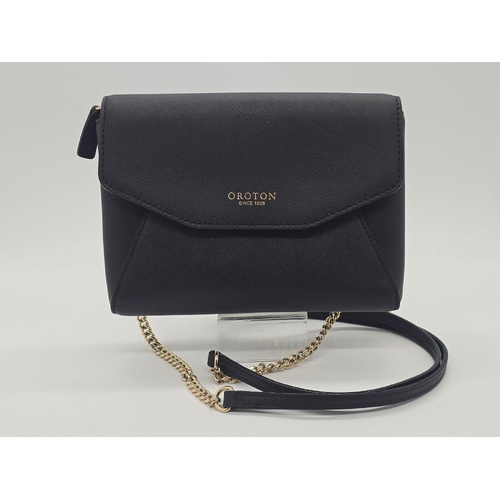 Oroton Mini Envelope Ladies Bag Leather Crossbody 20x15x4cm Black