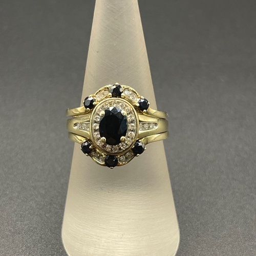 Ladies 9ct Yellow Gold 3 Piece Natural Diamond Ring Set