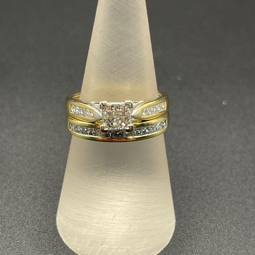Ladies 18ct Yellow Gold Diamond Wedding Set Ring