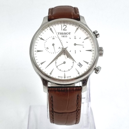 Tissot T063617A Tradition Chrono 42mm Steel Quartz Mens Brown Strap