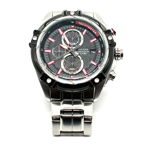 Pulsar VK67-X006 Tachymeter Chrono Mens Watch Quartz Steel Bracelet