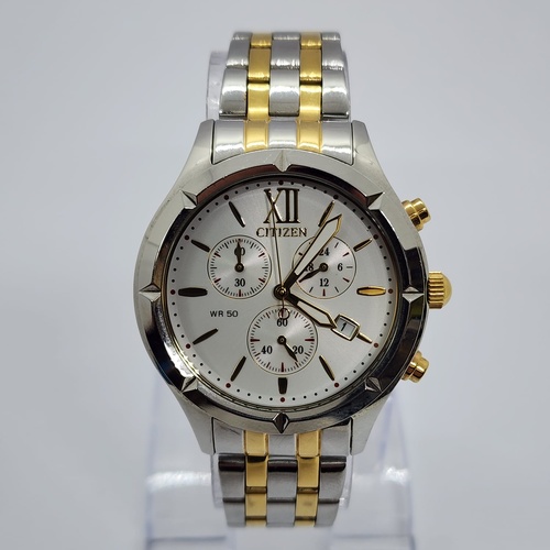 Citizen F500-S101395 Unisex Watch Two Tone Stainless Steel White Dial