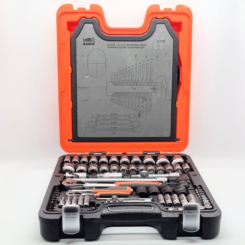 Bahco S106 106pcs 1/4 and 1/2 Inch Dynamic Driver Combined Socket Spanner Set
