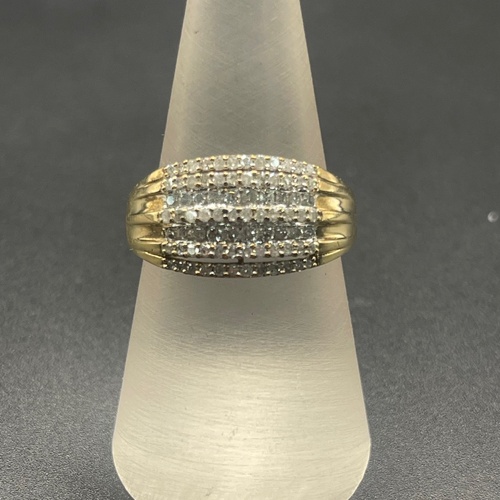 Ladies 9ct Yellow Gold Natural Diamond Cluster Ring
