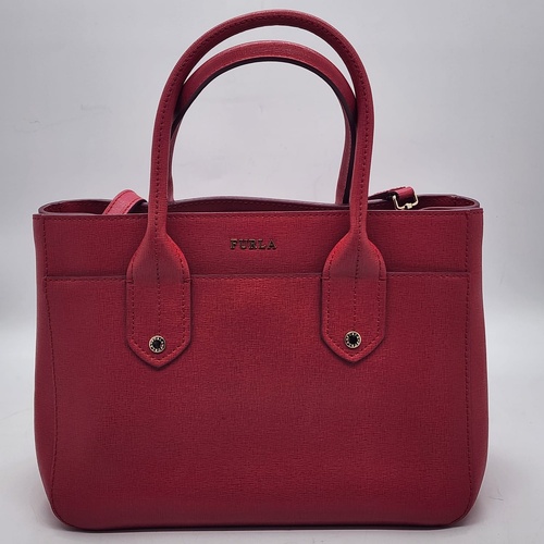 Furla Mediterranean Red Genuine Leather Tote Bag Handbag with Dust Bag