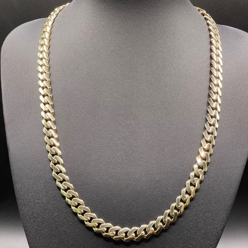 Mens 14ct Yellow Gold Miami Cuban Link Necklace