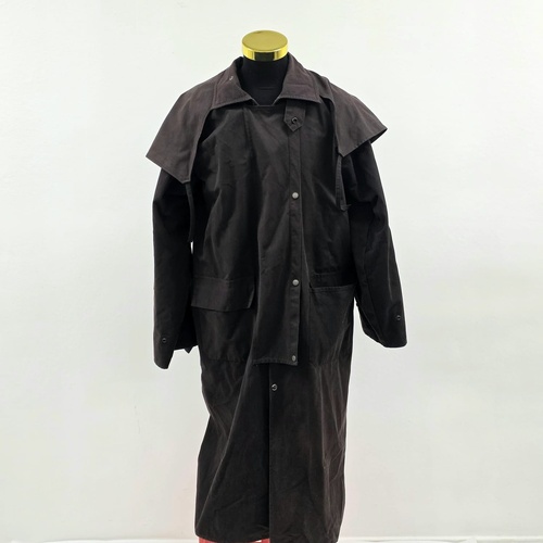 Oilskin Full Length Coat Mens Patchwork Lined Classic Outdoor Coat XL