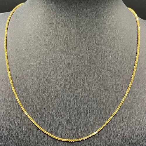 Unisex 22ct Yellow Gold Wheat Link Necklace