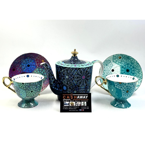 T2 Blue Moroccan Tea For Two Set Teapot and Cups Gift Set