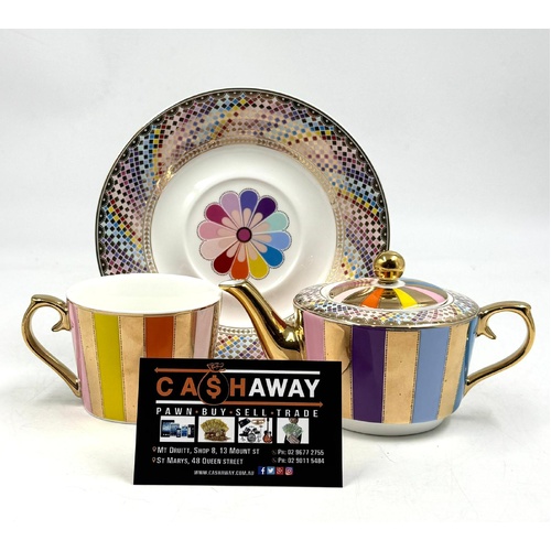 Morgan & Finch Carnival Stripe Tea for One Set Multi Gold 20921901