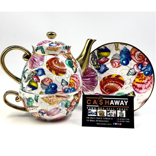 Milano Tahei Decor China Tea For One Set Teapot Cup Saucer