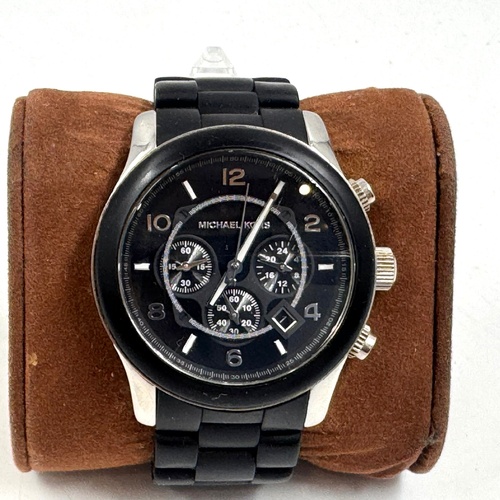 Michael Kors Runway MK8107 45mm Silver Black Mens Chronograph Watch