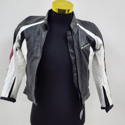 RJays Sapphire XS Ladies Motorcycle Jacket Black White Pink Leather