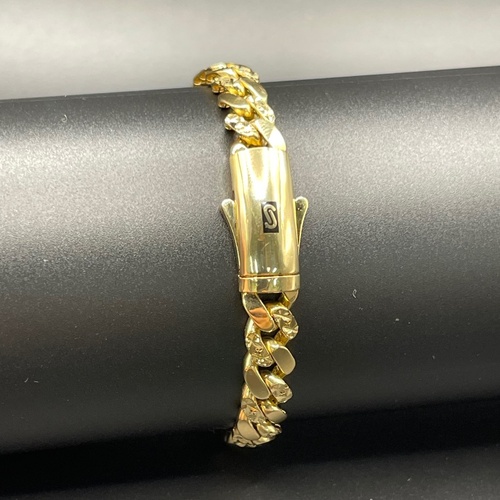 Mens 18ct Yellow Gold Miami Cuban Link Bracelet