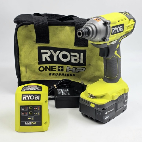 Ryobi One+ 18V R18ID1 Cordless Impact Driver with 4.0Ah Battery Charger and Bag