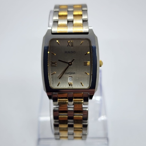 Rado DiaStar 129.0570.3 Vintage 1990s Two‑Tone Rectangular Sapphire Watch
