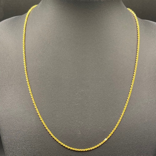 Unisex 22ct Yellow Gold Rope Twist Link Necklace