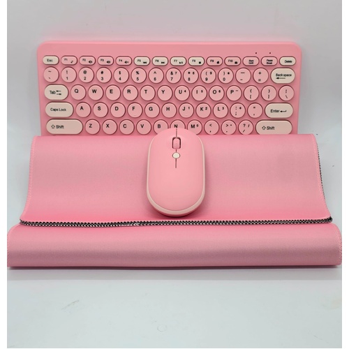 Anko Pink 3 in 1 Wireless Keyboard Mouse Mat USB Dongle Set JLR-78483
