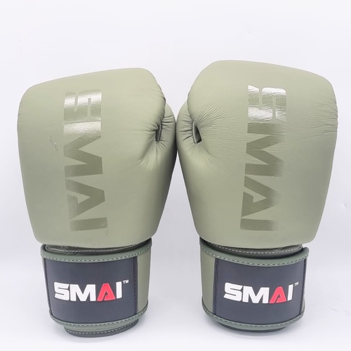 SMAI Elite85 Boxing Gloves 14oz Olive Green Cowhide Leather Pair B080-OLV-14-oz