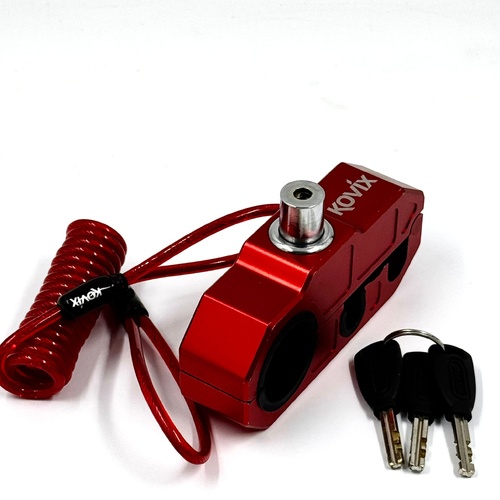 Kovix Alarmed Handlebar Lock Red Motorcycle Scooter Security 3 Keys