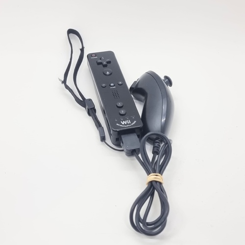 Nintendo Wii Remote Black Motion Plus RVL-036 with Nunchuk Controller