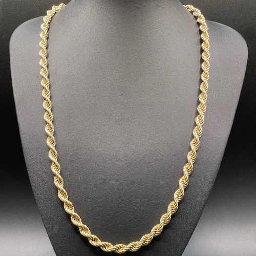 Unisex 9ct Yellow Gold Twist Rope Link Necklace