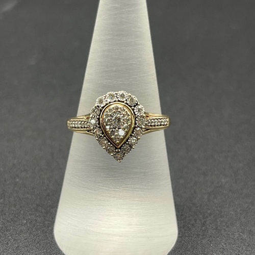 Ladies 9ct Yellow Gold Natural Diamond Cluster Ring