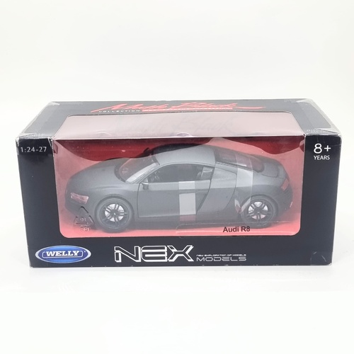 Welly Nex Audi R8 Diecast Model Matte Black Extreme Expression