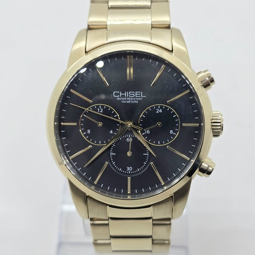 Chisel 5829210 Mens Gold Black Dial Quartz Chronograph 100m Watch