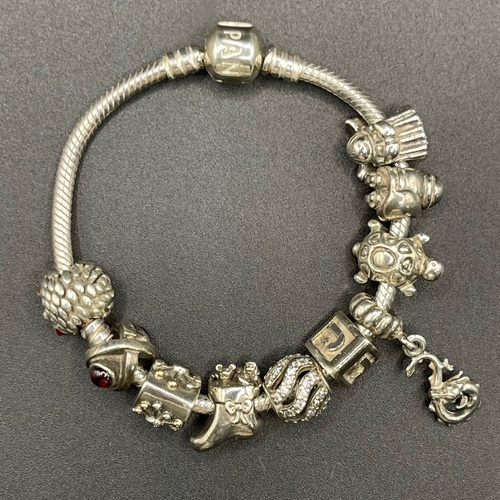 Ladies 925 Sterling Silver Pandora Snake Link Charm Bracelet