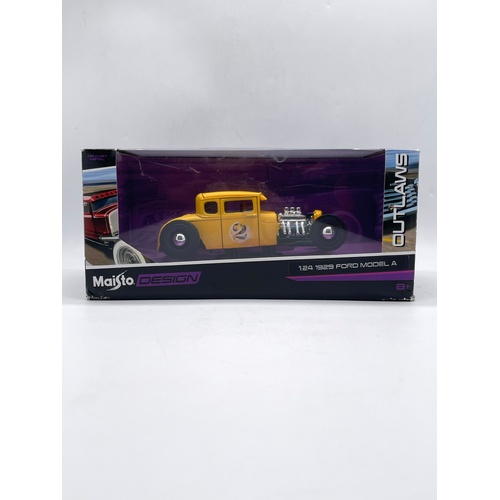 Maisto 1:24 Scale 1929 Ford Model A Diecast Car Yellow Outlaws 2