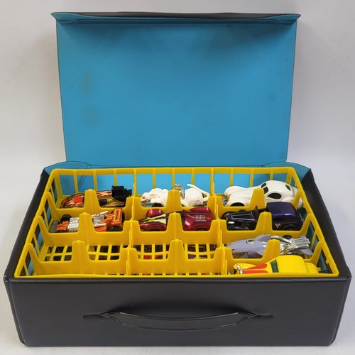 Assorted Vintage 1970s and 1980s Hot Wheels Cars with Matchbox Case