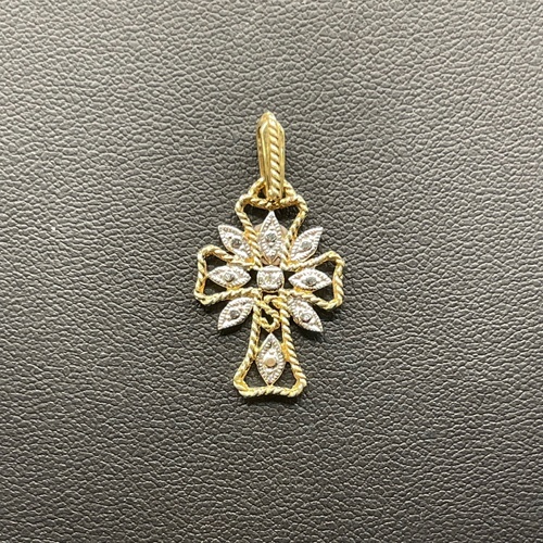 Ladies 9ct Two Tone Gold Cross Pattern Pendant