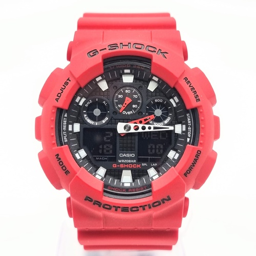 Casio G-Shock GA-100B-4ADR Analog Digital Resin Strap Mens Red Watch 200m WR