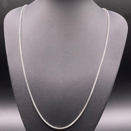 Unisex 925 Sterling Silver Box Link Necklace