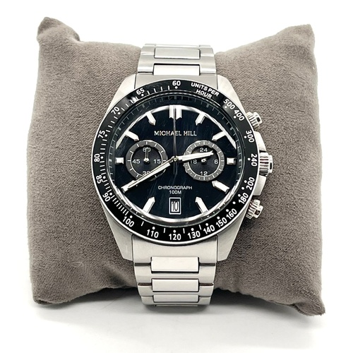 Michael Hill 9770 Mens Stainless Steel Chronograph Watch Black Dial
