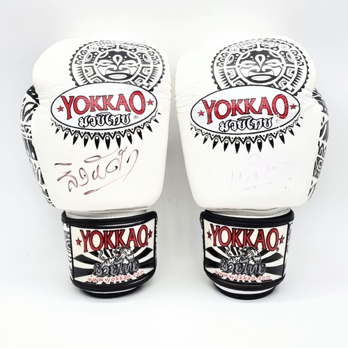 YOKKAO 8oz Muay Thai Boxing Gloves Dateline White Handmade Thailand