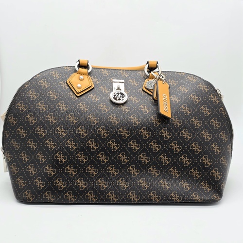 Guess Jensen Brown Logo Dome Satchel Bag