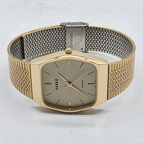 Reble Womens Quartz Watch Gold Square Case Stainless Steel Mesh RM7514