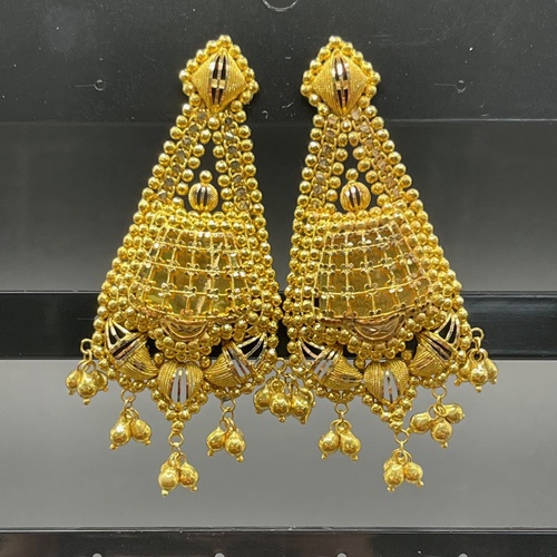 Ladies 21ct Yellow Gold Dangle Triangle Drop Earrings
